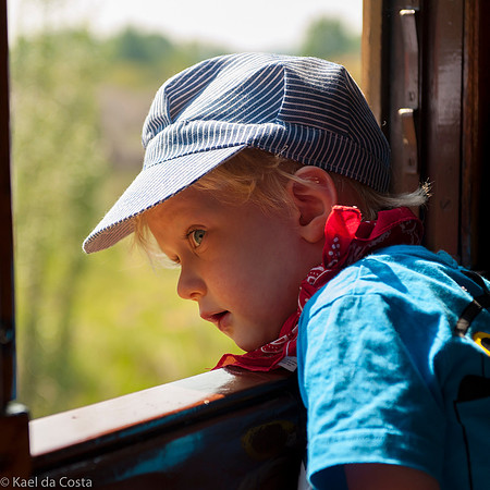 Looking out the train window